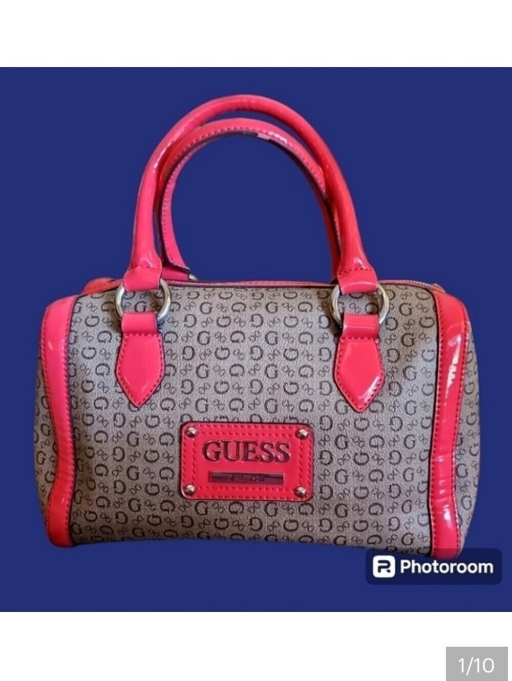 VTG GUESS 1990s Salmon Pink Trim Logo Monogram Doctor Handbag